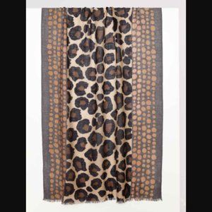 Kinross - Silk Cashmere Spotted Leopard Print Scarf